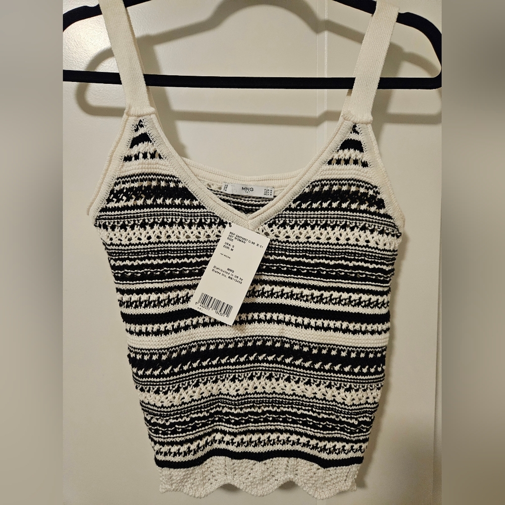 New MANGO brand crochet crop tank